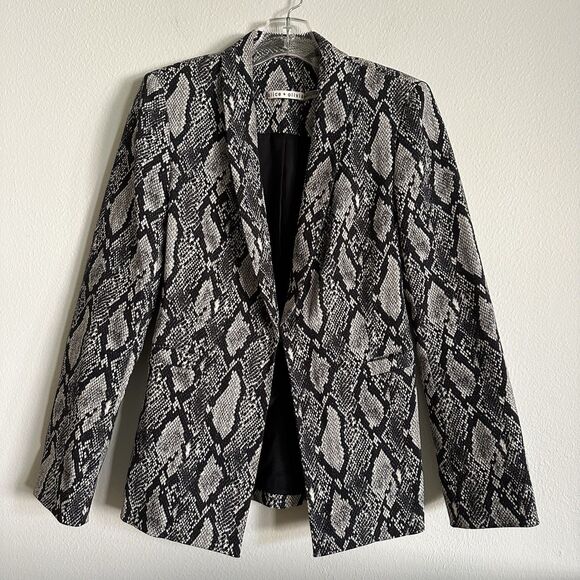 Alice + Olivia Blazer Gray Richie Snake Print Suit Jacket Size 4 - Picture 1 of 16
